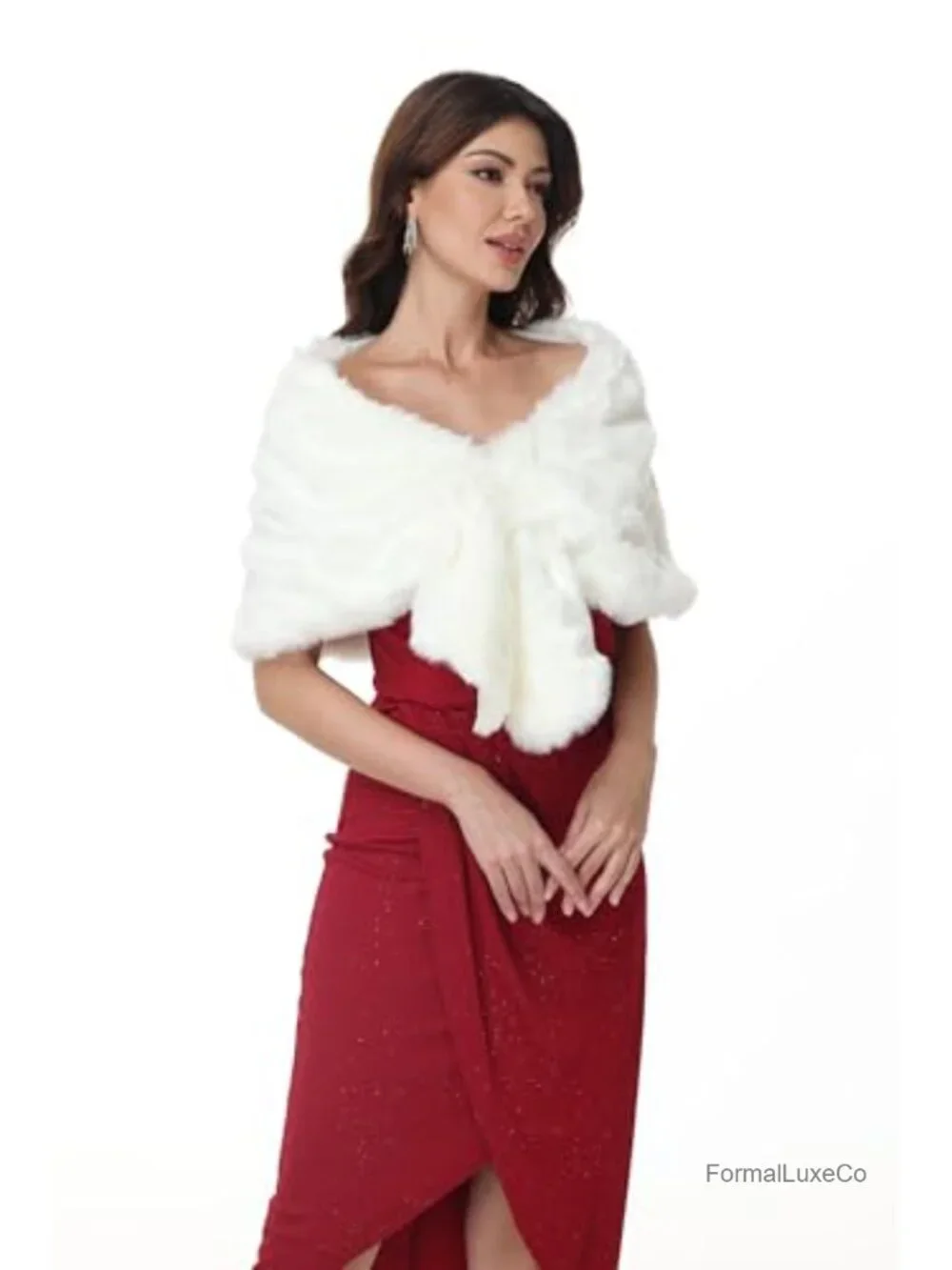 Faux Fur Shawl Wrap Long Women Faux Fur Stole Scarf Winter Neck Warmer
